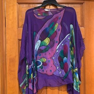 Chico’s butterfly sheer blouse one size fit all